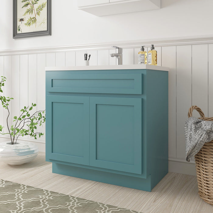36" Modern Freestanding Oak Plywood Bathroom Vanity Base Only – Shaker Style Storage Cabinet with 2 Soft-Closing Doors VA4036 - HomeBeyond