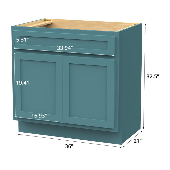 36" Modern Freestanding Oak Plywood Bathroom Vanity Base Only – Shaker Style Storage Cabinet with 2 Soft-Closing Doors VA4036 - HomeBeyond