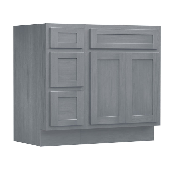 36" Modern Freestanding Oak Plywood Bathroom Vanity Base Only – Shaker Style Storage Cabinet with 3 Drawers & 2 Soft-Closing Doors VA4024-123 - HomeBeyond