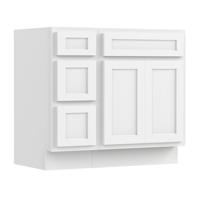 36" Modern Freestanding Oak Plywood Bathroom Vanity Base Only – Shaker Style Storage Cabinet with 3 Drawers & 2 Soft-Closing Doors VA4024-123 - HomeBeyond