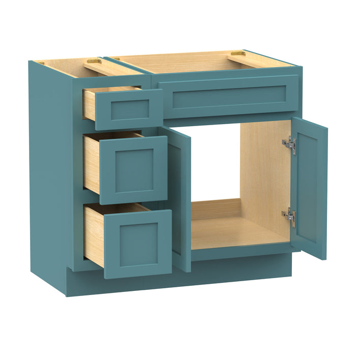 36" Modern Freestanding Oak Plywood Bathroom Vanity Base Only – Shaker Style Storage Cabinet with 3 Drawers & 2 Soft-Closing Doors VA4024-123 - HomeBeyond