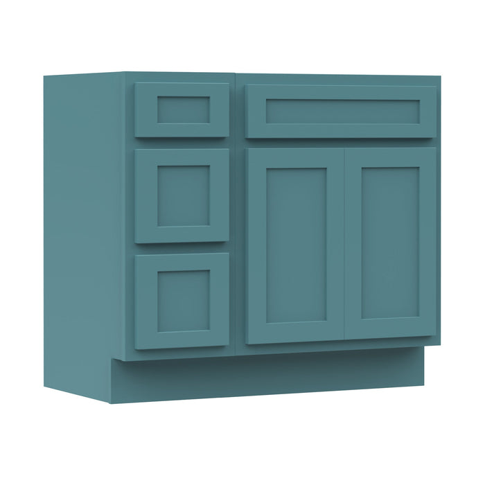 36" Modern Freestanding Oak Plywood Bathroom Vanity Base Only – Shaker Style Storage Cabinet with 3 Drawers & 2 Soft-Closing Doors VA4024-123 - HomeBeyond
