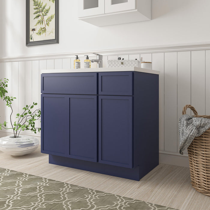 36" Plywood Bathroom Vanity Cabinet without Top - 1 Drawer & 3 Doors - HomeBeyond