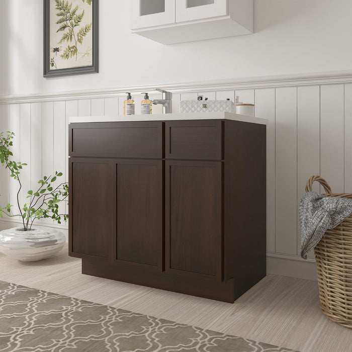 36" Plywood Bathroom Vanity Cabinet without Top - 1 Drawer & 3 Doors - HomeBeyond