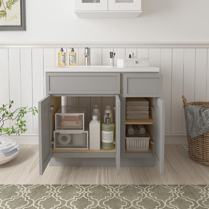 36" Plywood Bathroom Vanity Cabinet without Top - 1 Drawer & 3 Doors - HomeBeyond