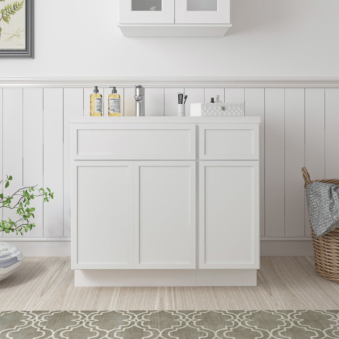 36" Plywood Bathroom Vanity Cabinet without Top - 1 Drawer & 3 Doors - HomeBeyond