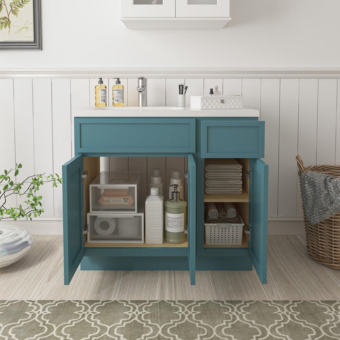 36" Plywood Bathroom Vanity Cabinet without Top - 1 Drawer & 3 Doors - HomeBeyond