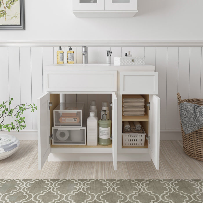 36" Plywood Bathroom Vanity Cabinet without Top - 1 Drawer & 3 Doors - HomeBeyond
