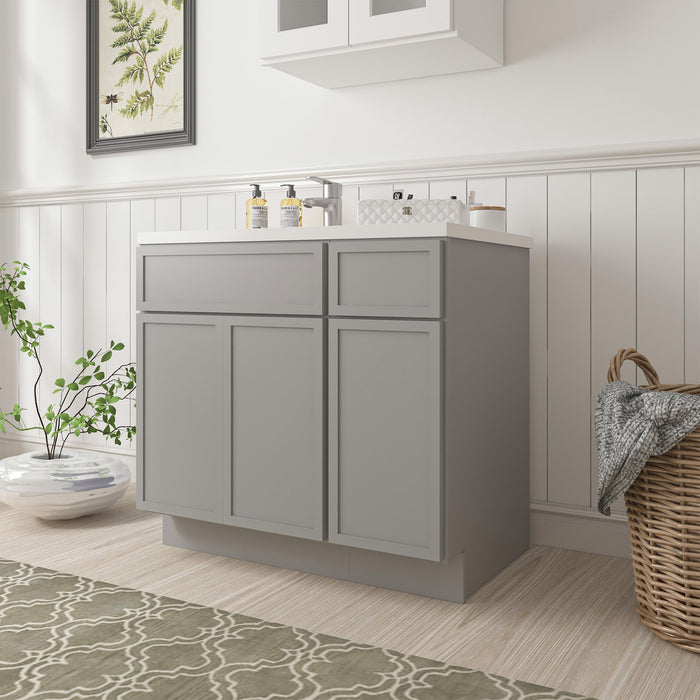 36" Plywood Bathroom Vanity Cabinet without Top - 1 Drawer & 3 Doors - HomeBeyond