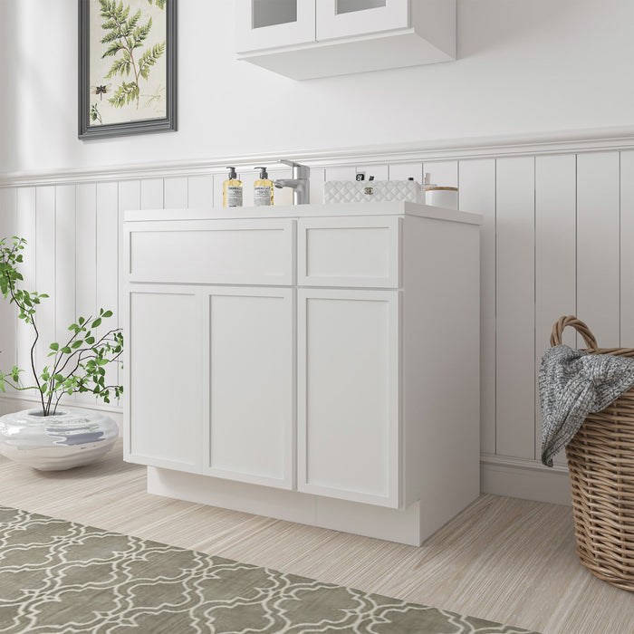 36" Plywood Bathroom Vanity Cabinet without Top - 1 Drawer & 3 Doors - HomeBeyond