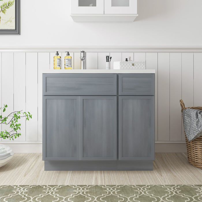 36" Plywood Bathroom Vanity Cabinet without Top - 1 Drawer & 3 Doors - HomeBeyond