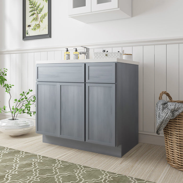 36" Plywood Bathroom Vanity Cabinet without Top - 1 Drawer & 3 Doors - HomeBeyond