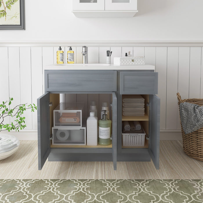 36" Plywood Bathroom Vanity Cabinet without Top - 1 Drawer & 3 Doors - HomeBeyond