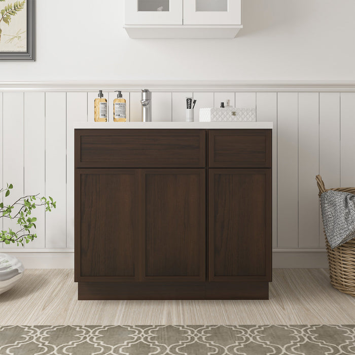 36" Plywood Bathroom Vanity Cabinet without Top - 1 Drawer & 3 Doors - HomeBeyond