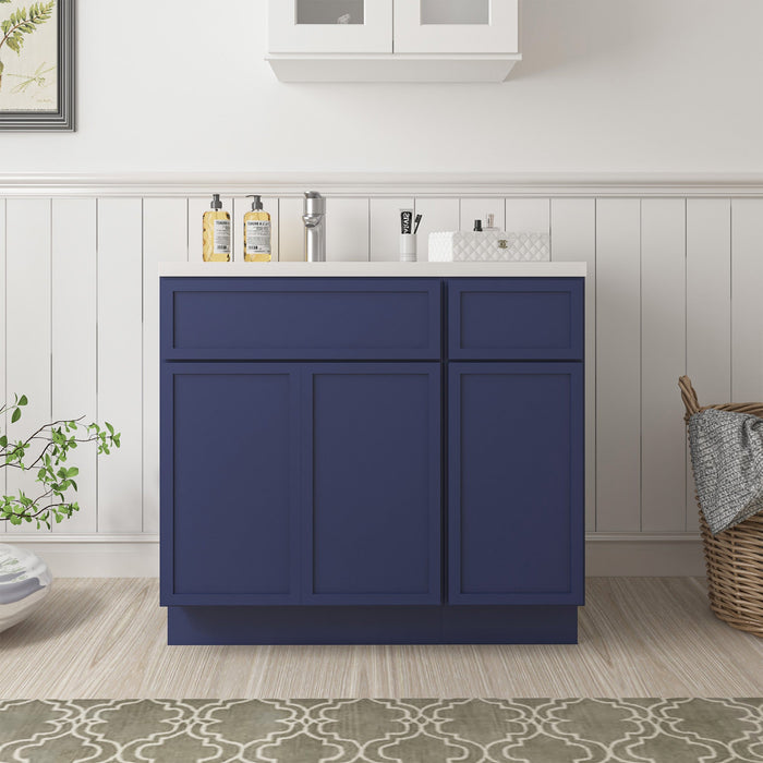 36" Plywood Bathroom Vanity Cabinet without Top - 1 Drawer & 3 Doors - HomeBeyond