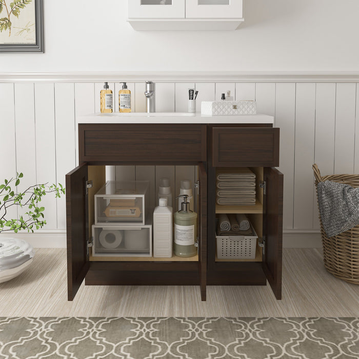 36" Plywood Bathroom Vanity Cabinet without Top - 1 Drawer & 3 Doors - HomeBeyond