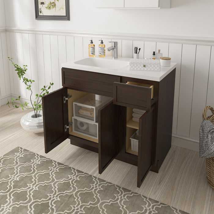 36" Plywood Bathroom Vanity Cabinet without Top - 1 Drawer & 3 Doors - HomeBeyond