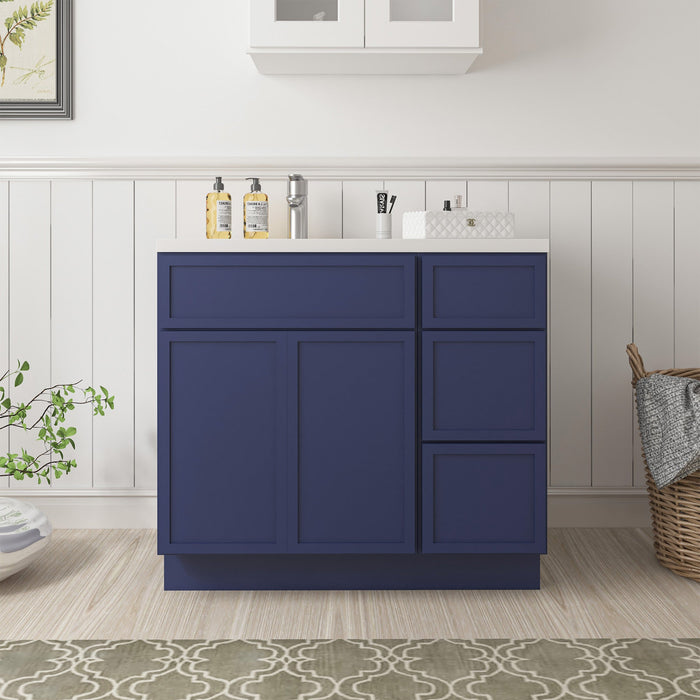 36" Plywood Bathroom Vanity Cabinet without Top - 3 Drawers & 2 Doors - HomeBeyond