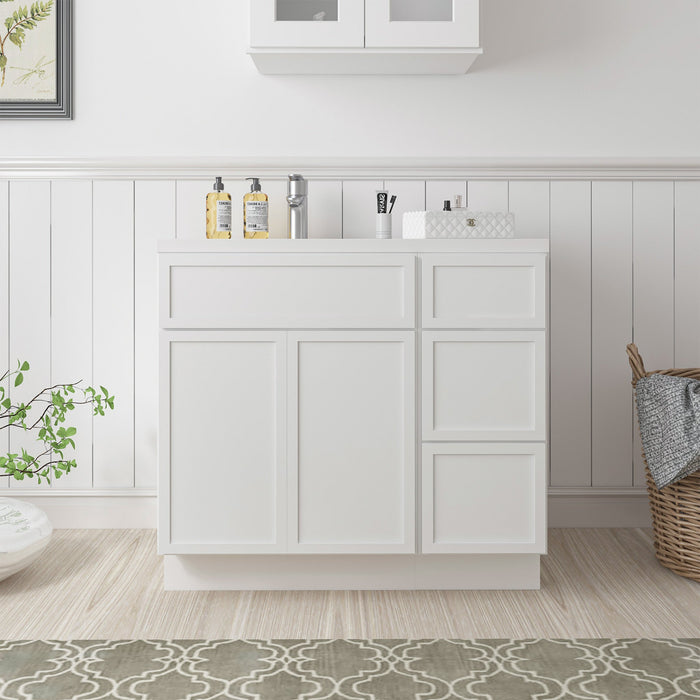 36" Plywood Bathroom Vanity Cabinet without Top - 3 Drawers & 2 Doors - HomeBeyond