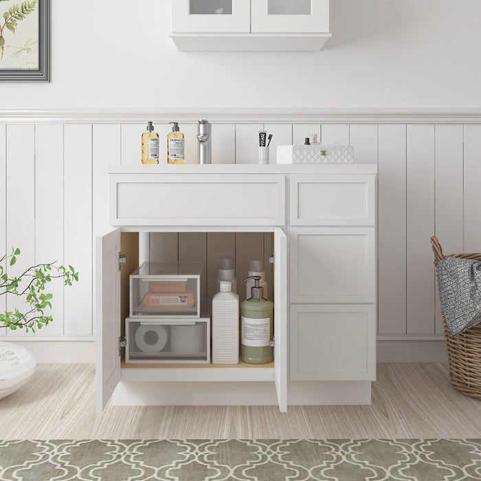 36" Plywood Bathroom Vanity Cabinet without Top - 3 Drawers & 2 Doors - HomeBeyond