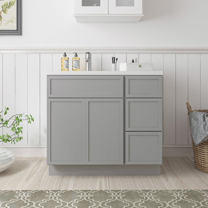 36" Plywood Bathroom Vanity Cabinet without Top - 3 Drawers & 2 Doors - HomeBeyond