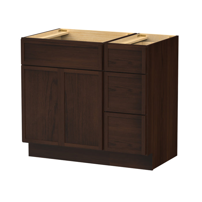 36" Plywood Bathroom Vanity Cabinet without Top - 3 Drawers & 2 Doors - HomeBeyond