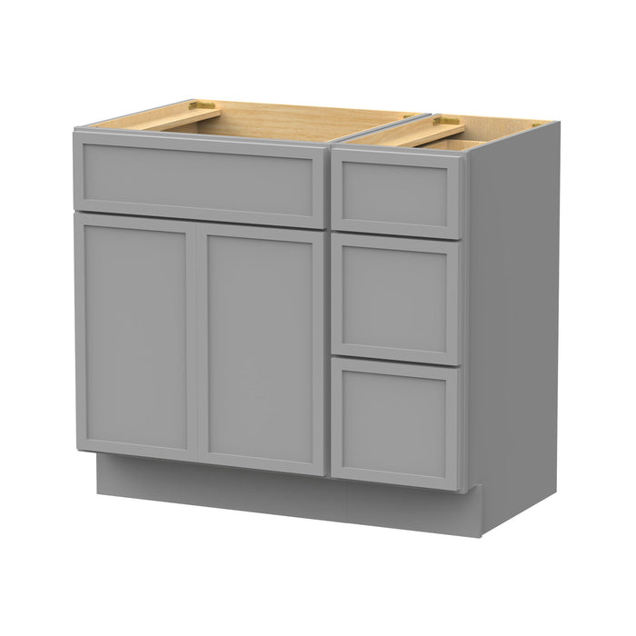 36" Plywood Bathroom Vanity Cabinet without Top - 3 Drawers & 2 Doors - HomeBeyond