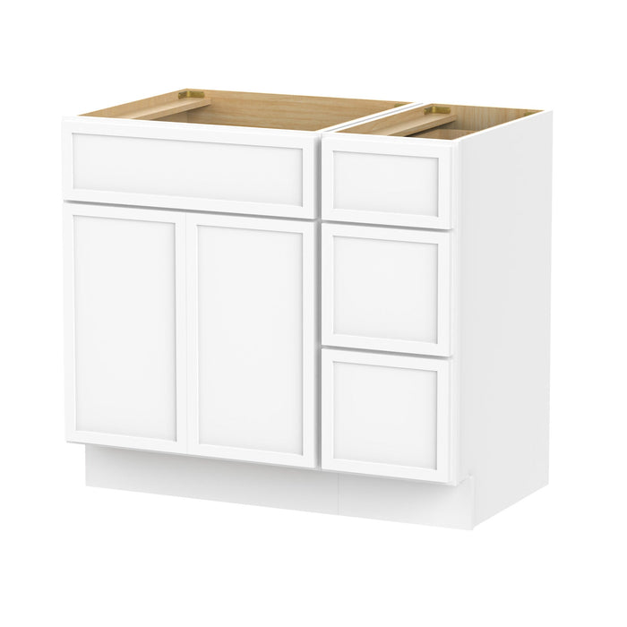 36" Plywood Bathroom Vanity Cabinet without Top - 3 Drawers & 2 Doors - HomeBeyond
