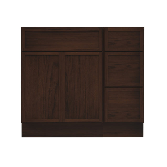 36" Plywood Bathroom Vanity Cabinet without Top - 3 Drawers & 2 Doors - HomeBeyond