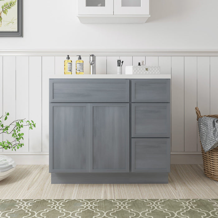 36" Plywood Bathroom Vanity Cabinet without Top - 3 Drawers & 2 Doors - HomeBeyond
