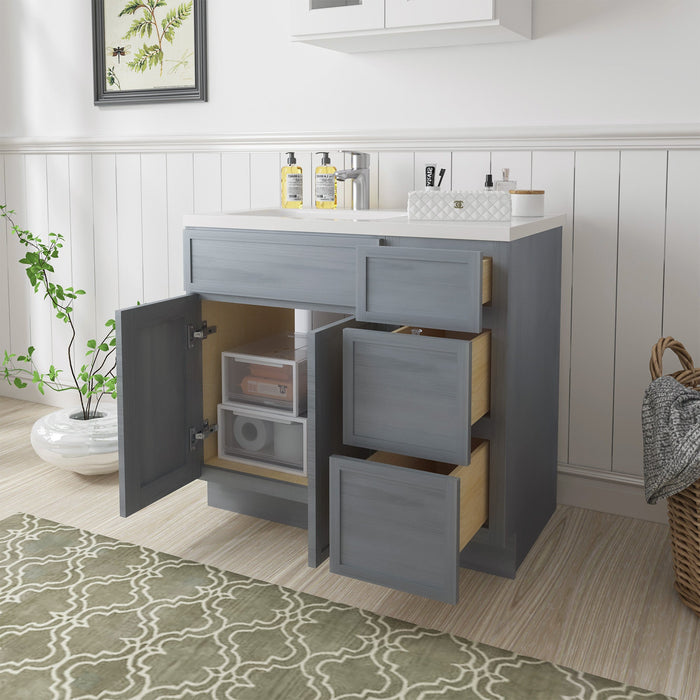 36" Plywood Bathroom Vanity Cabinet without Top - 3 Drawers & 2 Doors - HomeBeyond
