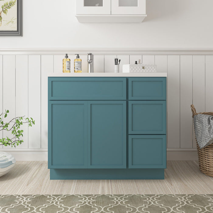 36" Plywood Bathroom Vanity Cabinet without Top - 3 Drawers & 2 Doors - HomeBeyond