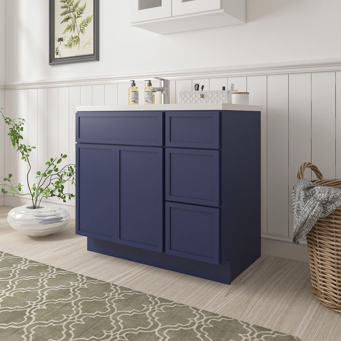 36" Plywood Bathroom Vanity Cabinet without Top - 3 Drawers & 2 Doors - HomeBeyond