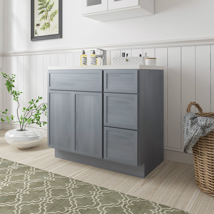 36" Plywood Bathroom Vanity Cabinet without Top - 3 Drawers & 2 Doors - HomeBeyond