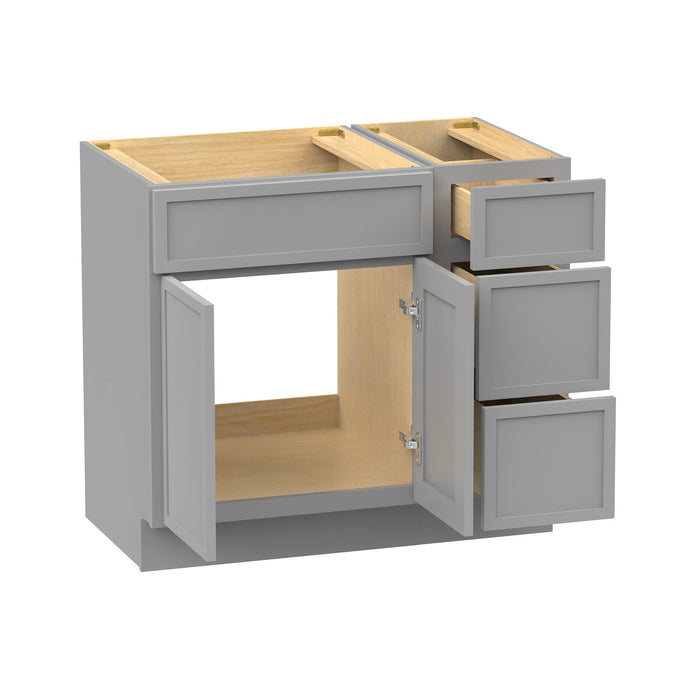 36" Plywood Bathroom Vanity Cabinet without Top - 3 Drawers & 2 Doors - HomeBeyond