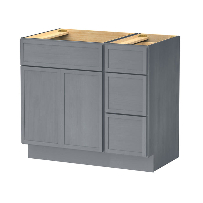 36" Plywood Bathroom Vanity Cabinet without Top - 3 Drawers & 2 Doors - HomeBeyond