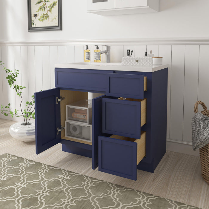 36" Plywood Bathroom Vanity Cabinet without Top - 3 Drawers & 2 Doors - HomeBeyond