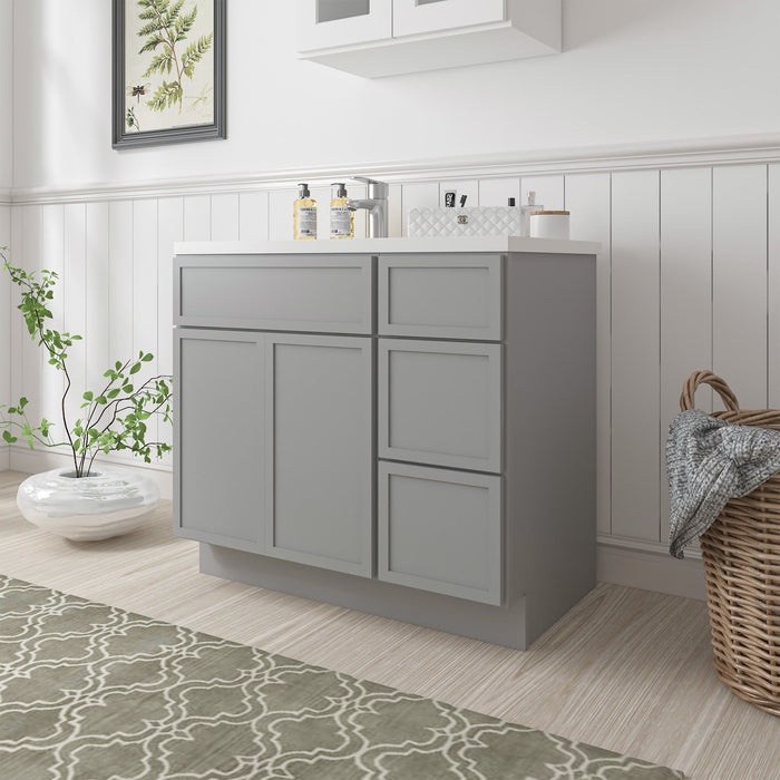 36" Plywood Bathroom Vanity Cabinet without Top - 3 Drawers & 2 Doors - HomeBeyond