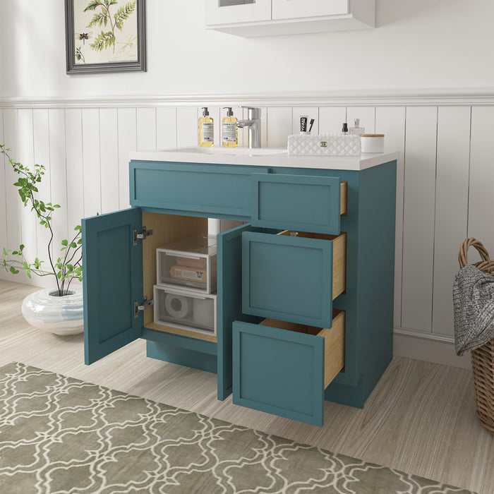 36" Plywood Bathroom Vanity Cabinet without Top - 3 Drawers & 2 Doors - HomeBeyond