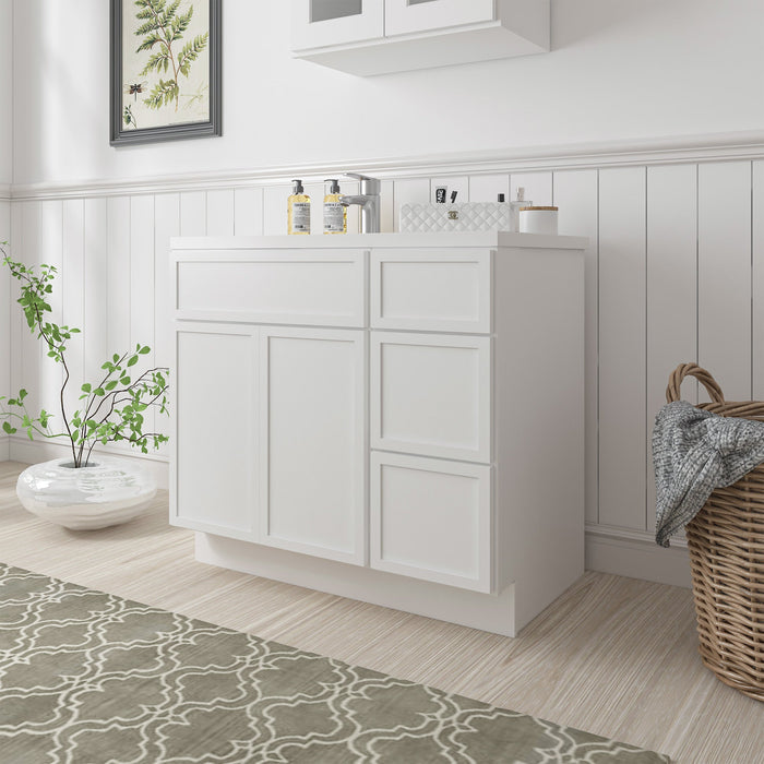 36" Plywood Bathroom Vanity Cabinet without Top - 3 Drawers & 2 Doors - HomeBeyond