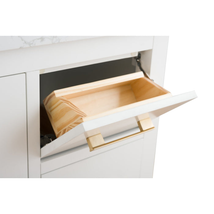 36” Single Sink Bathroom Vanity Cabinet with Engineered Marble Top - HomeBeyond
