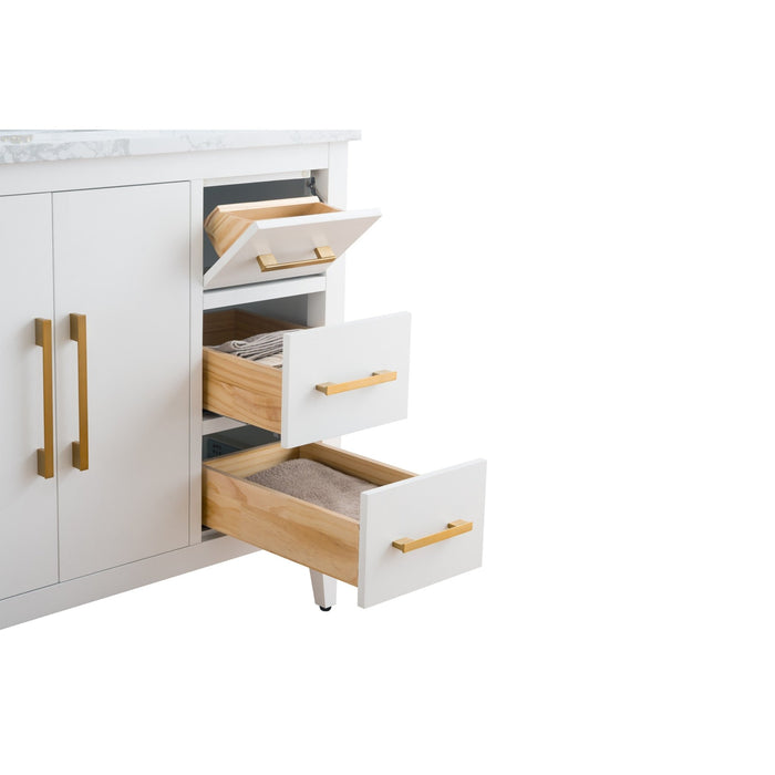36” Single Sink Bathroom Vanity Cabinet with Engineered Marble Top - HomeBeyond