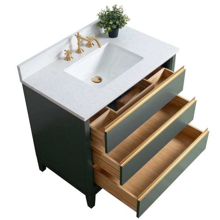 36" Single Sink Bathroom Vanity with Engineered Marble Top - HomeBeyond