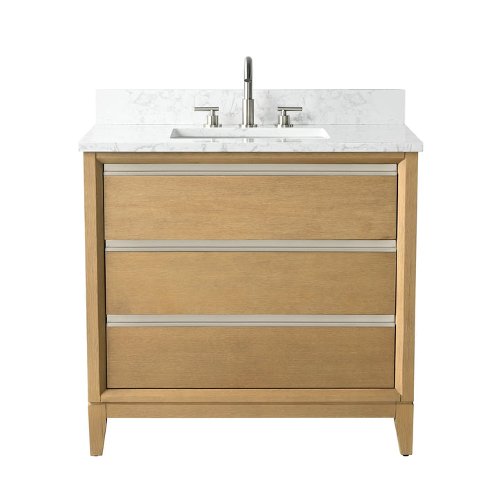 36" Single Sink Bathroom Vanity with Engineered Marble Top - HomeBeyond