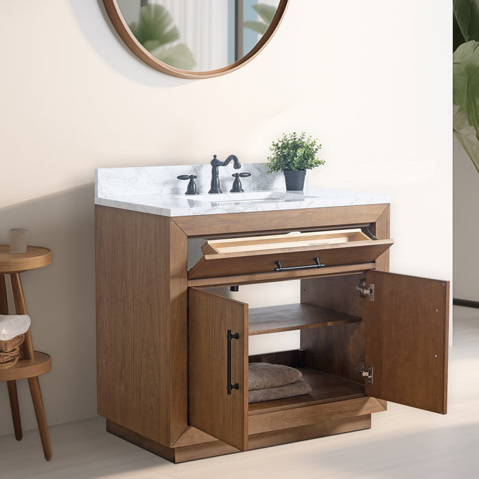 36" Single Sink Bathroom Vanity with Sink and Top, With Soft Closing Doors - HomeBeyond