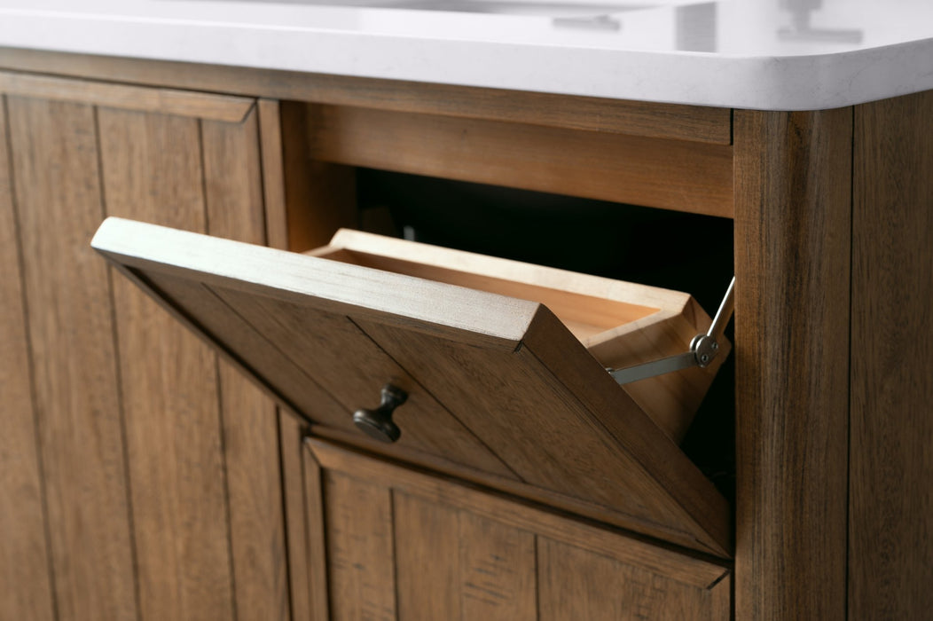 36" Single Sink Freestanding Bathroom Vanity with Milano Mist Engineered Stone Countertop, Integrated Ceramic Sink, Hidden Power & USB Charging Station and Hair Dryer Storage VA1236 - HomeBeyond
