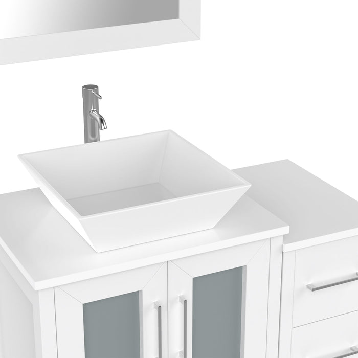 36" Single Sink Modern Bathroom Vanity Set with White Engineered Marble Top & Free Mirror – Storage Cabinet with 5 Drawers VA3124-36 - HomeBeyond