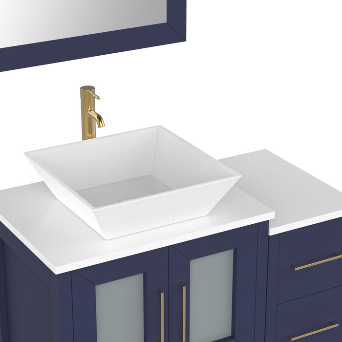 36" Single Sink Modern Bathroom Vanity Set with White Engineered Marble Top & Free Mirror – Storage Cabinet with 5 Drawers VA3124-36 - HomeBeyond