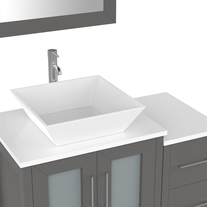 36" Single Sink Modern Bathroom Vanity Set with White Engineered Marble Top & Free Mirror – Storage Cabinet with 5 Drawers VA3124-36 - HomeBeyond