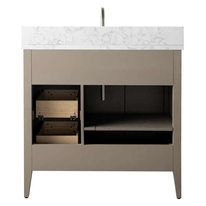 36" Single Sink Modern Freestanding Bathroom Vanity Set with Arabescato White Engineered Marble Top – Storage Cabinet with Soft-Closing Doors & Drawers VA9036 - HomeBeyond